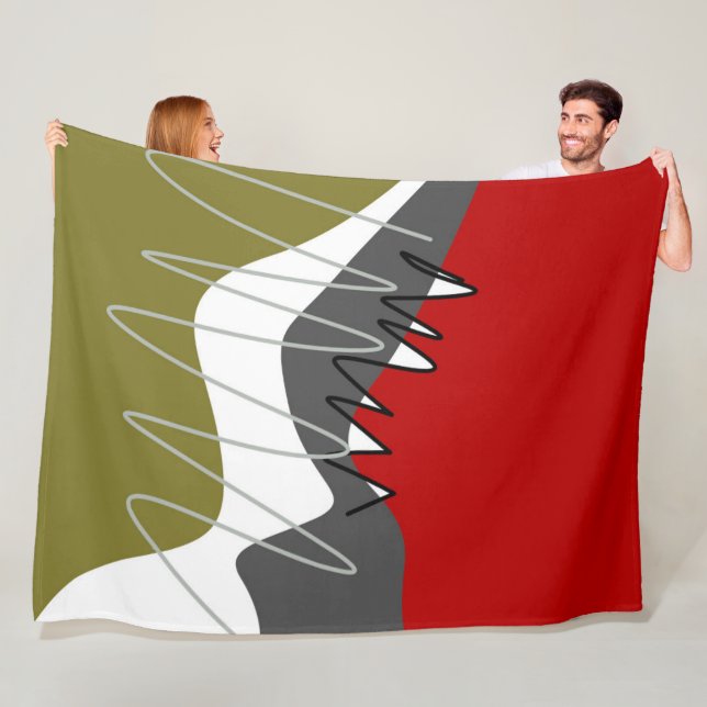 Abstract, Modern, Creative, Applique Throw Pillow Fleece Blanket (In Situ)