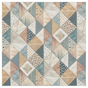 Abstract Modern Cubist Geometric Triangle Pattern Fabric