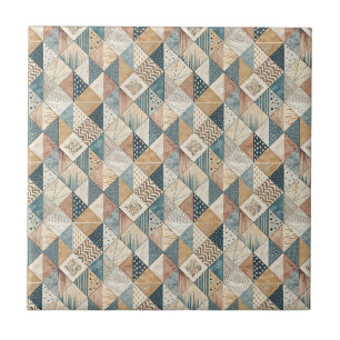 Abstract Modern Cubist Geometric Triangle Pattern Tile
