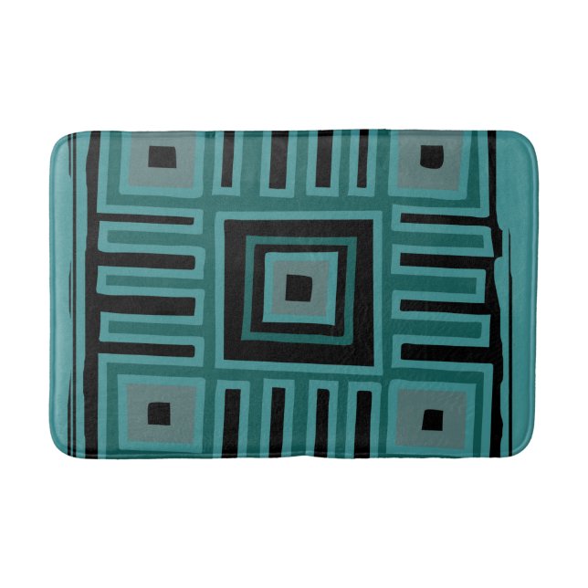 Abstract Modern Deco Colourful African Boho patter Bath Mat (Front)