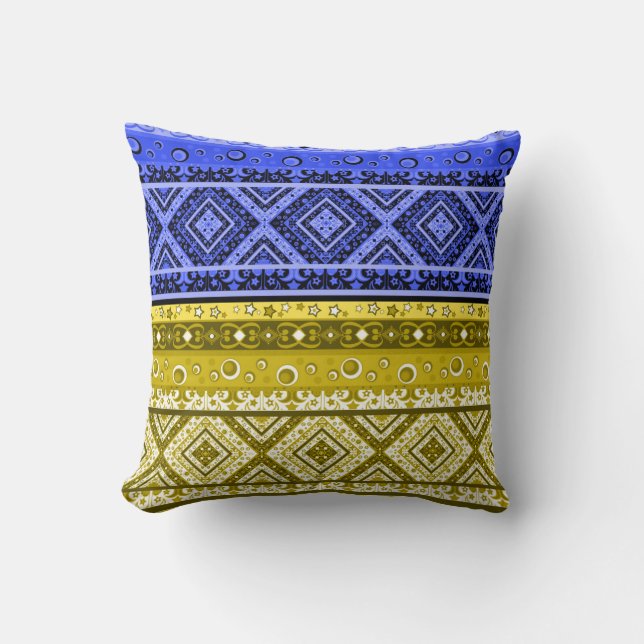 Abstract modern decor ornamental geometrical patch cushion (Front)