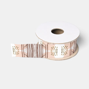 Abstract Modern Earthy Terracotta Boho Grosgrain Ribbon