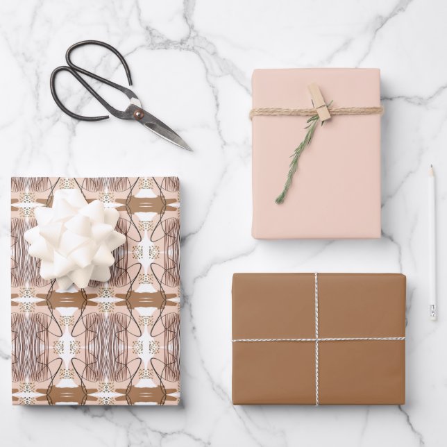 Abstract Modern Earthy Terracotta Boho Wrapping Paper Sheet (Front)