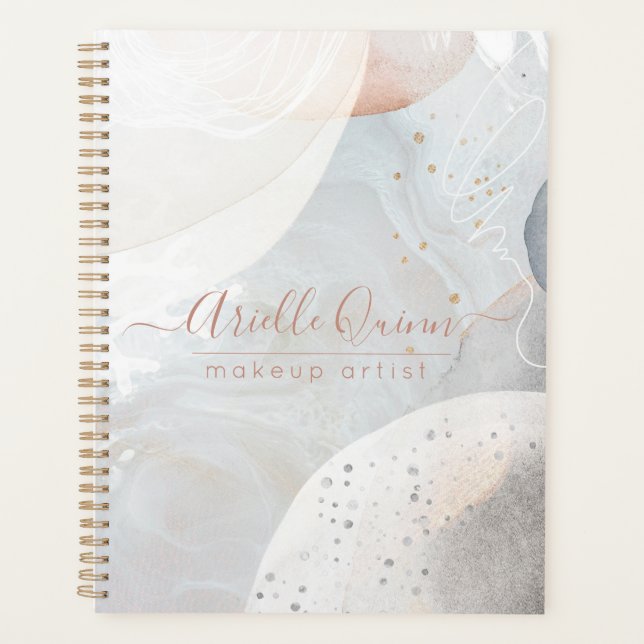 Abstract Modern Earthy Watercolor Makeup Artist Planner (Front)
