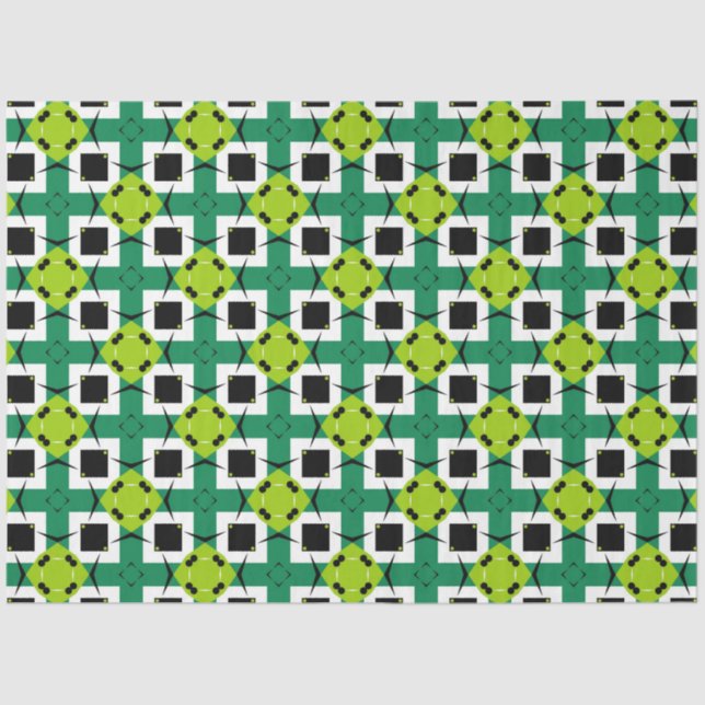 Abstract Modern Emerald Lime Green & Black Pattern Tissue Paper (Front)
