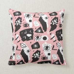 Abstract Modern Eye & Lips Pattern Cushion