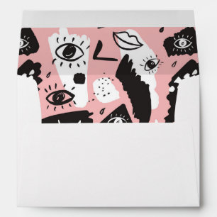 Abstract Modern Eye & Lips Pattern Envelope