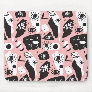 Abstract Modern Eye & Lips Pattern Mouse Mat
