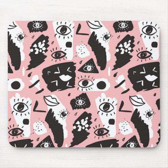Abstract Modern Eye & Lips Pattern Mouse Mat (Front)