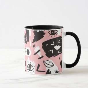 Abstract Modern Eye & Lips Pattern Mug