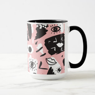 Abstract Modern Eye & Lips Pattern Mug