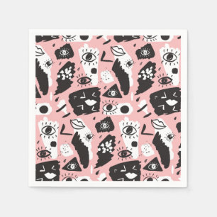 Abstract Modern Eye & Lips Pattern Napkin