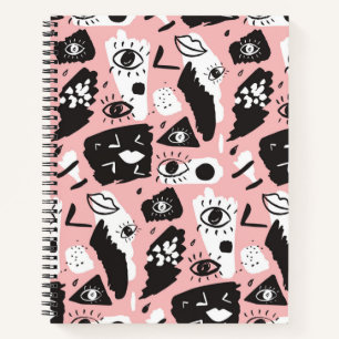 Abstract Modern Eye & Lips Pattern Notebook