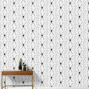 Abstract Modern Floral Black White Art Pattern Wallpaper