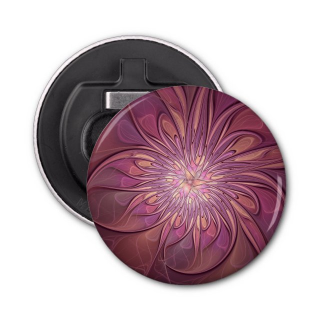 Abstract Modern Floral Fractal Art Berry Colours Bottle Opener (Front)