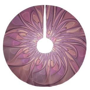 Abstract Modern Floral Fractal Art Berry Colours Brushed Polyester Tree Skirt