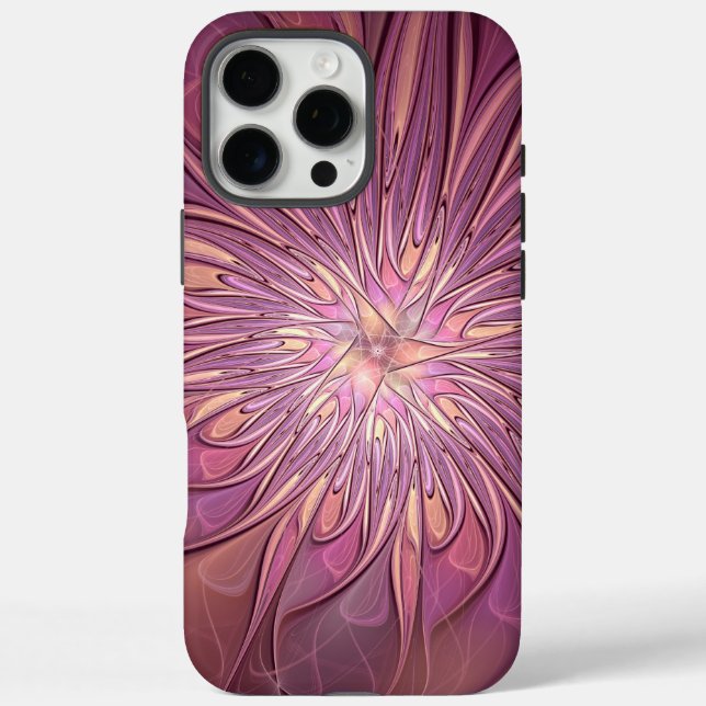 Abstract Modern Floral Fractal Art Berry Colours Case-Mate iPhone Case (Back)