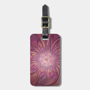 Abstract Modern Floral Fractal Art Berry Colours Luggage Tag