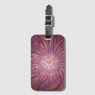 Abstract Modern Floral Fractal Art Berry Colours Luggage Tag