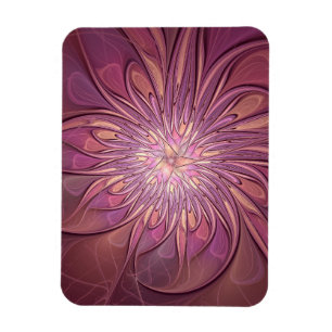 Abstract Modern Floral Fractal Art Berry Colours Magnet