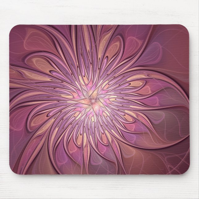 Abstract Modern Floral Fractal Art Berry Colours Mouse Mat (Front)