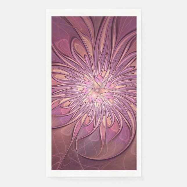 Abstract Modern Floral Fractal Art Berry Colours Napkin (Front)