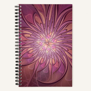 Abstract Modern Floral Fractal Art Berry Colours Notebook