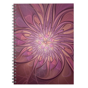 Abstract Modern Floral Fractal Art Berry Colours Notebook