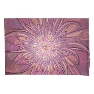 Abstract Modern Floral Fractal Art Berry Colours Pillowcase