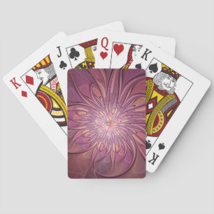 Abstract Modern Floral Fractal Art Berry Colours Playing Cards