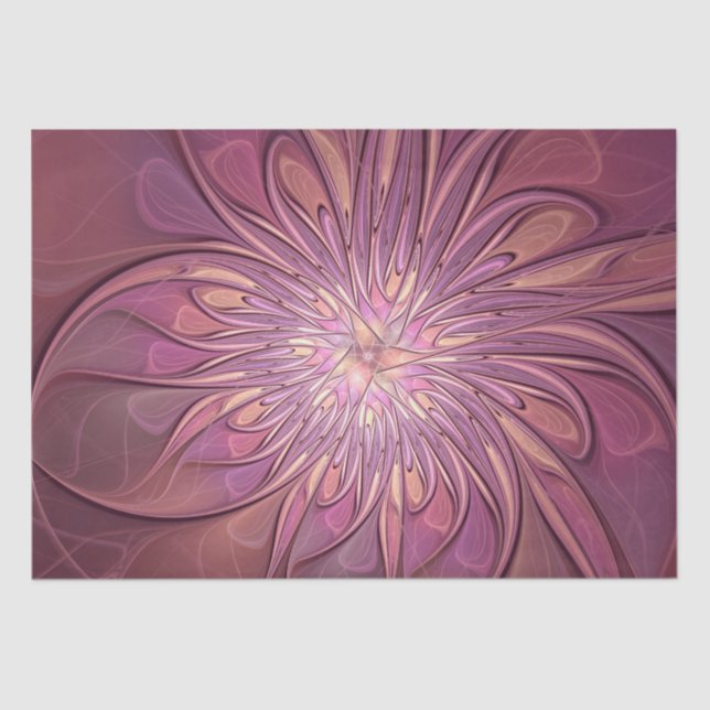 Abstract Modern Floral Fractal Art Berry Colours  Tissue Paper (Front)
