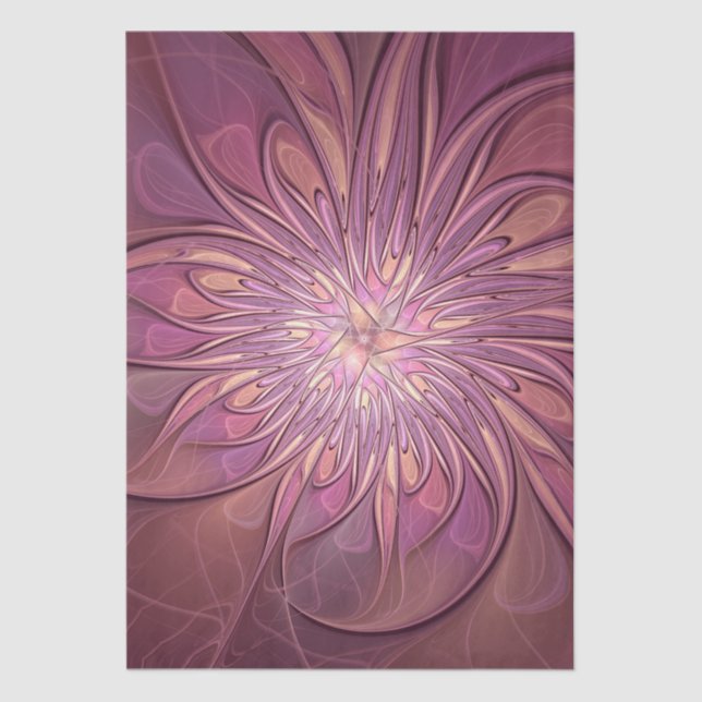 Abstract Modern Floral Fractal Art Berry Colours  Tissue Paper (Front)