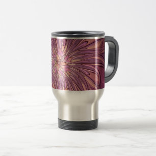Abstract Modern Floral Fractal Art Berry Colours Travel Mug