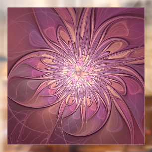 Abstract Modern Floral Fractal Art Berry Colours Window Cling