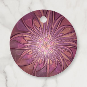 Abstract Modern Floral Fractal Berry Colours Custo Favour Tags