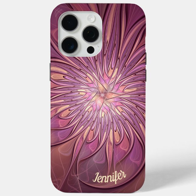 Abstract Modern Floral Fractal Berry Colours Name Case-Mate iPhone Case (Back)