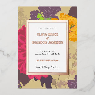 Abstract Modern Floral Wedding Gold 