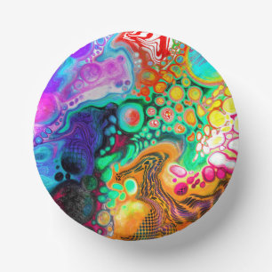 Abstract Modern Fluid Art Paper Plate