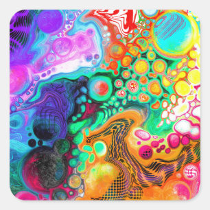  Abstract Modern Fluid Art  Square Sticker