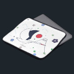 Abstract modern flying crane illustration laptop sleeve<br><div class="desc">Modern abstract flying crane illustration. White background with blue and red colours.</div>