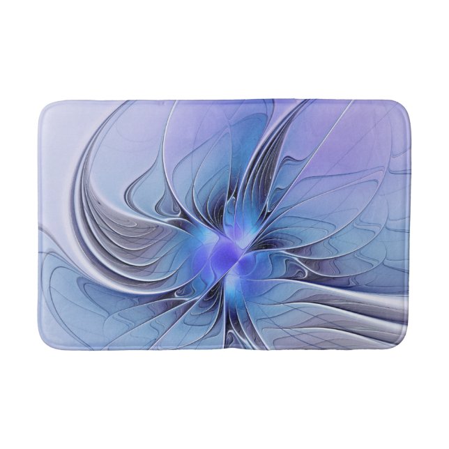 Abstract Modern Fractal Art Lavender Blue Bath Mat (Front)