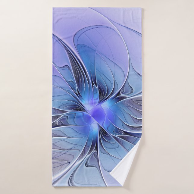 Abstract Modern Fractal Art Lavender Blue Bath Towel (Bath Towel)