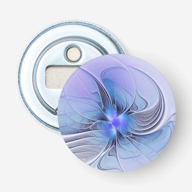 Abstract Modern Fractal Art Lavender Blue Bottle Opener (Front)