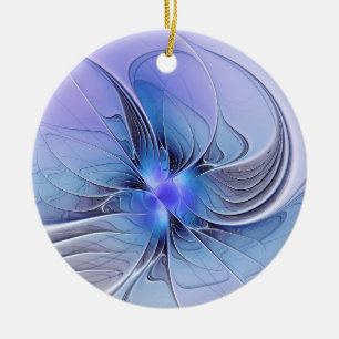 Abstract Modern Fractal Art Lavender Blue Ceramic Tree Decoration