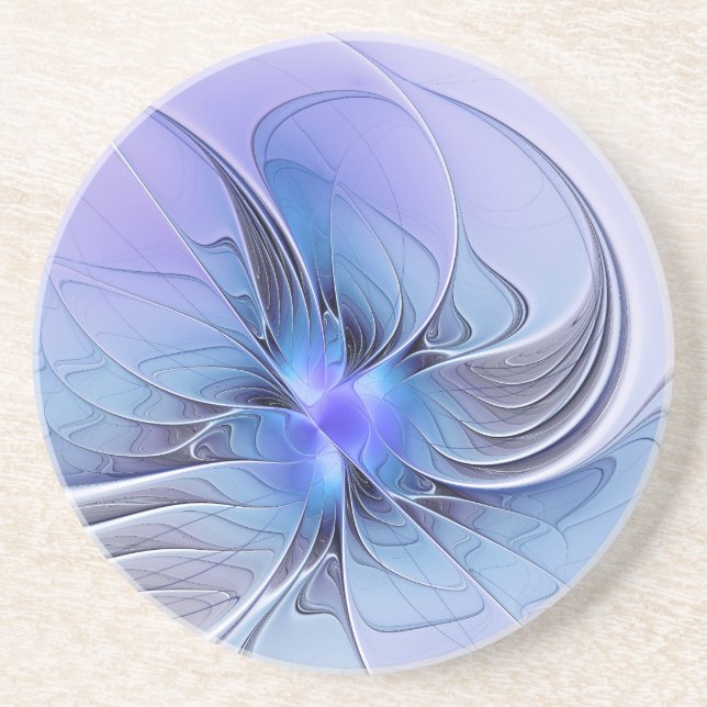 Abstract Modern Fractal Art Lavender Blue Coaster (Front)