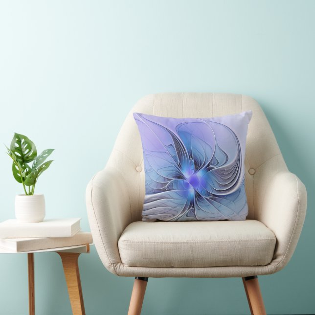 Abstract Modern Fractal Art Lavender Blue Cushion (Chair)