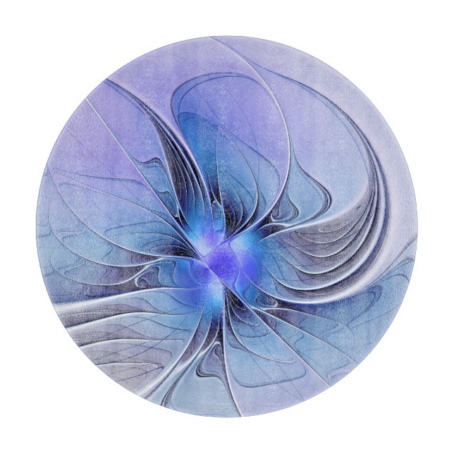 Abstract Modern Fractal Art Lavender Blue Cutting Board (Front)