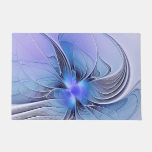Abstract Modern Fractal Art Lavender Blue Doormat