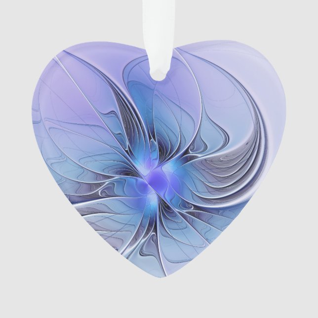 Abstract Modern Fractal Art Lavender Blue Heart Ornament (Front)
