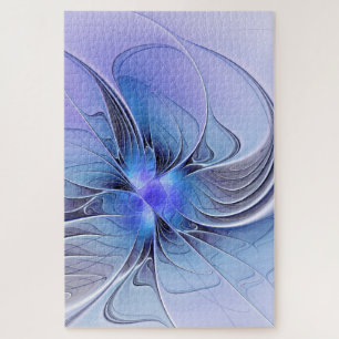 Abstract Modern Fractal Art Lavender Blue Jigsaw Puzzle